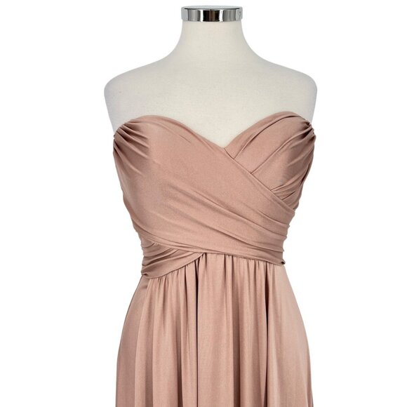 La Femme Blush Pink Strapless High Slit Floor-Length Formal Gown Size 6 - Picture 3 of 16